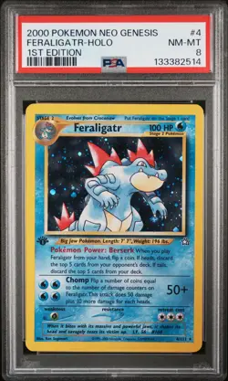 2000 POKEMON NEO GENESIS 1ST ED #4 FERALIGATR-HOLO PSA 8 - Image 1