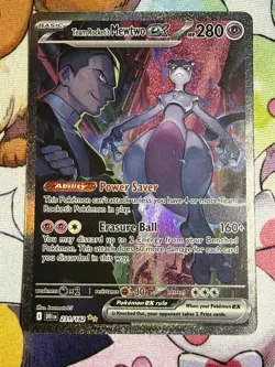 Team Rocket’s Mewtwo ex 231/182 Destined Rivals SIR Pokemon EXTRA CLEAN - Image 1