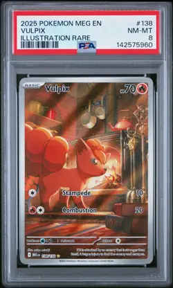 2025 POKEMON MEG EN-MEGA EVOLUTION ILLUSTRATION RARE #138 VULPIX PSA 8 - Image 1