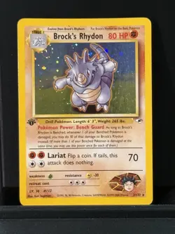 Pokemon Brock's Rhydon 1st Edition Holo Swirl Rare Gym Challenge 21/132 - Image 1