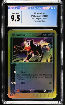 POKEMON EX DRAGON #59/97 HOUNDOUR REVERSE HOLO CGC GEM MINT 10 (Old Label 9.5) - Image 1