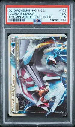 Pokemon Palkia & Dialga LEGEND Holo Ultra Rare 101/102 Triumphant PSA 5 - Image 1
