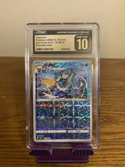 CGC 10 PRISTINE Chinese Vaporeon 02 08/14 Prismatic Holo Gem Pack Vol. 2 cbb2C - Image 1