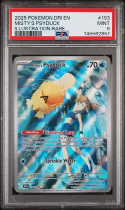 2025 POKEMON DRI EN-DESTINED RIVALS ILLUSTRATION RARE #193 MISTY'S PSYDUCK PSA 9 - Image 1