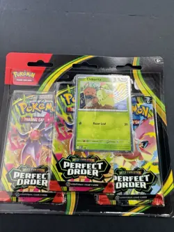 Pokemon TCG ME03 Perfect Order 3 Pack Blister Chikorita Sealed NEW SEALED - Image 2
