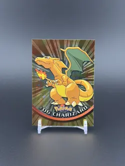Topps Pokemon #06 Charizard Holo Foil TV Animation Series 1 Black Logo MP - Image 1