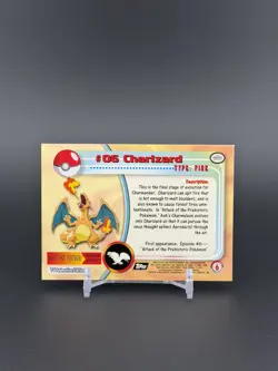 Topps Pokemon #06 Charizard Holo Foil TV Animation Series 1 Black Logo MP - Image 2
