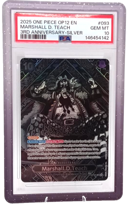 2025 ONE PIECE OP12-LEGACY OF THE MASTER 3RD ANV-SILVER MARSHALL D. TEACH PSA 10 - Image 1