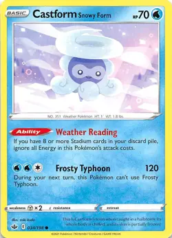 Castform Snowy Form 034/198 SWSH06 Chilling Reign Pokemon 007499 - Image 1