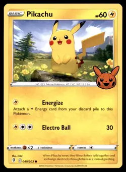 Pikachu 049/203 Promo Trick or Trade BOOster Pokemon Near Mint - Image 1