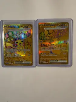 English Gold Pikachu Lot Prismatic and Surging Sparks Hyper Rare Near Mint/Mint - Image 1