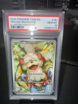 Pokemon Hisuian Growlithe Illustration Rare PSA 10 Holo Sv06 181/167 2024 - Image 1