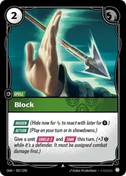 3x Block - 057/298 - Uncommon Light Play Riftbound TCG: Origins Riftbound - Image 1