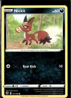Pokemon Nickit 103/189 Astral Radiance Non Holo Common 5 Card Lot - Image 1
