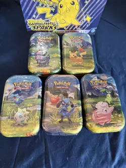 Pokemon TCG Mega Evolution Mini Tin Collection Art Set of x5 NEW SEALED - Image 1