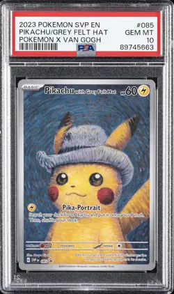 2023 POKEMON SVP EN-SV BLACK STAR PROMO #085 PIKACHU WITH GREY FELT HAT PSA 10 - Image 1