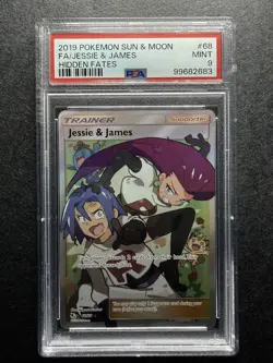 Pokemon Jesse & James Full Art Trainer PSA 9 Sun And Moon Hidden Fates 68/68 Eng - Image 1