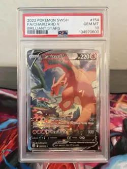Pokemon 2022 Charizard V 154/172 Alt Art Brilliant Stars GEM MINT PSA 10 - Image 1