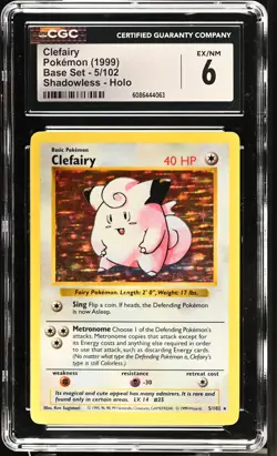 Pokemon GRADED 1999 Clefairy 5/102 Base Set Ex/6 CGC ENGLISH - Image 1