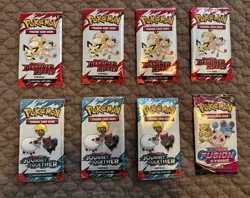 Lot of 8 Pokemon TCG Fun Packs—Destined Rivals, Journey Together, Fusion Strike - Image 1