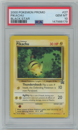 2000 Pokemon Pikachu #27 Black Star Promo WOTC PSA 10 Gem Mint - Image 1