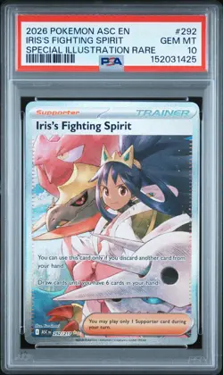 Pokemon TCG Iris's Fighting Spirit 292/217 Me: Ascended Heroes PSA 10 GEM MINT - Image 1