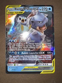 Pokemon TCG Blastoise & Piplup GX Tag Team Cosmic Eclipse 38/236 NM Condition - Image 2