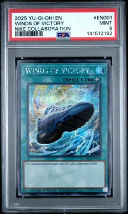 2025 YuGiOh Winds Of Victory Nike Collaboration EN001 Graded PSA 9 Mint - Image 1