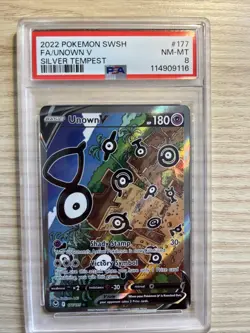 Pokemon TCG Silver Tempest Unown V 177/195 Alt Art Full Art PSA 8 💎🔥 - Image 1