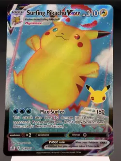Surfing Pikachu VMAX 009/025 - Full Art Holo - Celebrations Pokemon Card NM - Image 1