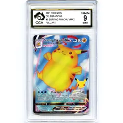 Surfing Pikachu VMAX Graded CGA 9 ⚡🌊💦 009/025 Celebrations Pokemon Card - Image 1