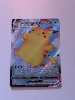 Pokemon TCG Surfing Pikachu VMAX Holo Card 009/025 Celebrations - Image 1