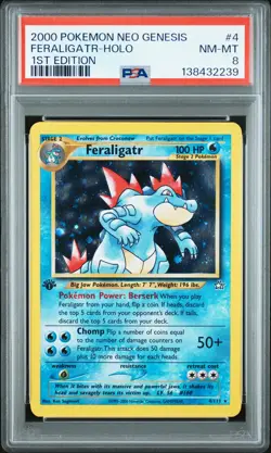 2000 POKEMON NEO GENESIS 1ST EDITION #4 FERALIGATR-HOLO PSA 8 - Image 1