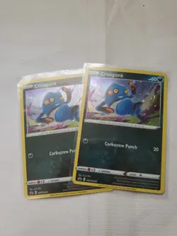 1x Pokemon TCG Croagunk SWSH245 Promo Cosmos Holo Sword & Shield Card NM SWIRL - Image 1