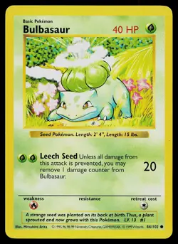 Pokemon Card - Bulbasaur Base Set (Shadowless) 44/102 Common - Image 1