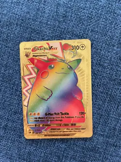 Pikachu VMAX 188/185 Rainbow HP 310 Gold Foil Fan Art Display Card - Image 1