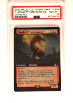 MTG Doctor Who FLAMING TYRANNOSAURUS Surge Foil PSA 10 - Image 1