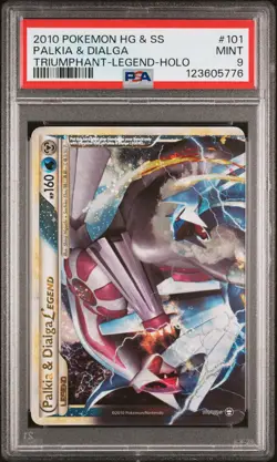 2010 POKEMON HEARTGOLD & SOULSILVER TRIUMPHANT PALKIA & DIALGA LEGEND-HOLO PSA 9 - Image 1