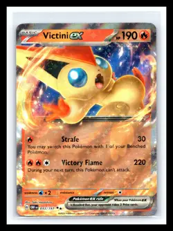 💥 Pokemon Card Victini EX 033/197 Full Art Holo Obsidian Flames 2023 - Image 1