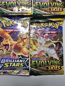 Pokemon 3× Evolving Skies, 1× Brilliant Stars Booster Packs Lot of 4 Sealed - Image 3