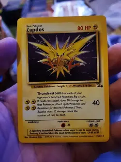 Zapdos 15/62 Holo Rare Fossil Pokemon LP - Image 1