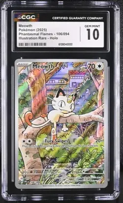 Pokemon Phantasmal Flames Meowth 106/094 CGC Gem Mint 10 - Image 1