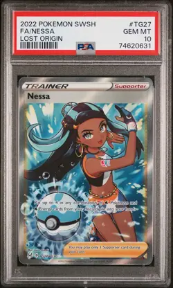 2022 Pokemon SWSH Lost Origin - Nessa Full Art Trainer #TG27 PSA 10 GEM MINT - Image 3