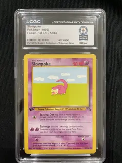 Guinness World Record Holder Fossil 1st Edition Slowpoke C #55 Pokemon 1999 - Image 1