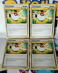 Poke Ball - 95/123 - Uncommon LP, English Pokemon HeartGold SoulSilver bundle x4 - Image 1