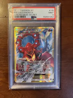 Pokemon Volcanion EX Full Art Secret Rare Holo XY Steam Siege 115/114 PSA 9 2016 - Image 1