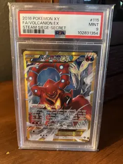 Pokemon Volcanion EX Full Art Secret Rare Holo XY Steam Siege 115/114 PSA 9 2016 - Image 2