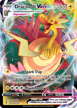 Dracozolt VMAX 059/203 Holo VMAX Rare Evolving Skies Pokemon Near Mint - Image 1