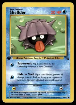 Shellder 54/62 Common Fossil Pokemon 1st Edition MP 9creases) - Image 1