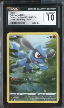 RIOLU CROWN ZENITH GG26/GG70 POKEMON GALARIAN GALLERY HOLO CGC 10 GEM MINT - Image 1